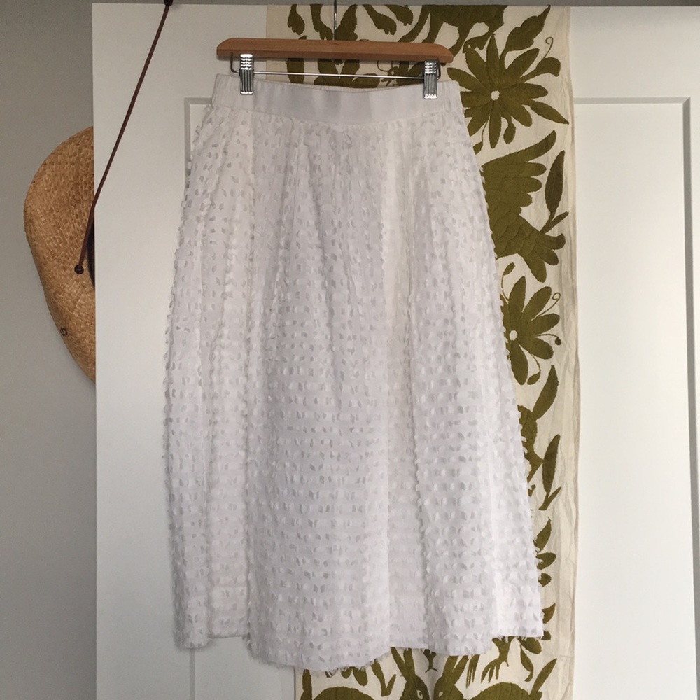 J. Crew white cotton midi-skirt